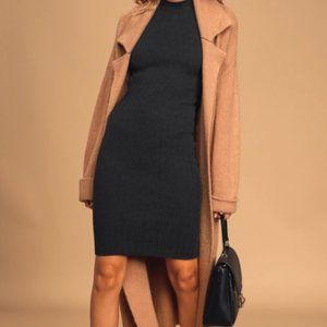 Marvelous Charcoal Grey Ribbed Bodycon Dress